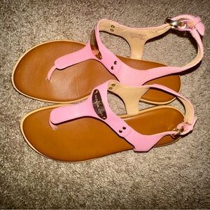 Michael Kors Pink and Tan T-Sprap Sandals Women’s Size 8M